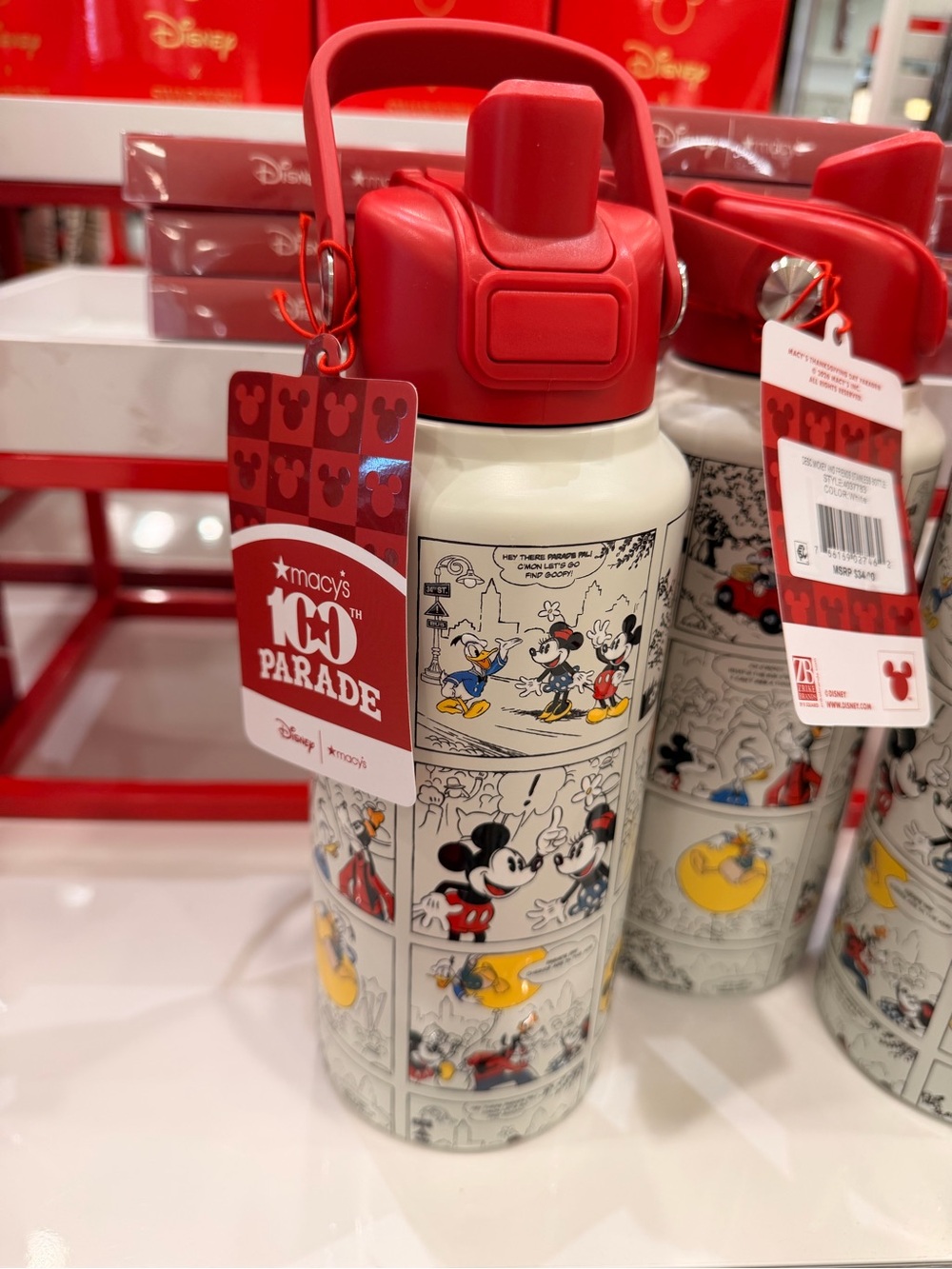 Disney Red and White Mickey Comic Stainless Water Bottle